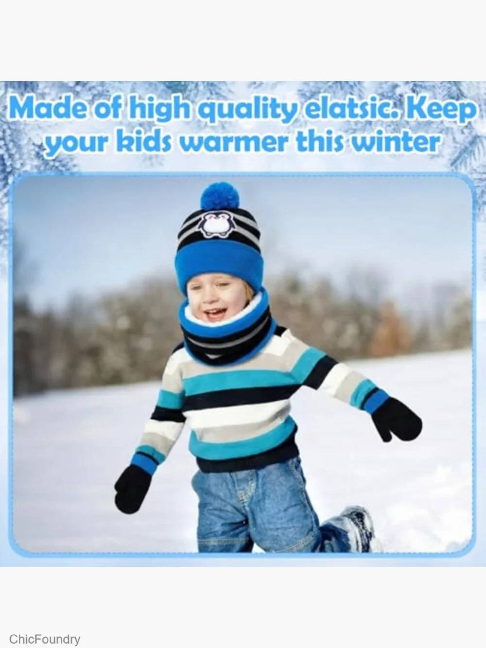 Dinosaur Kids Winter Hat Scarf Gloves Set 3 Pieces Toddler